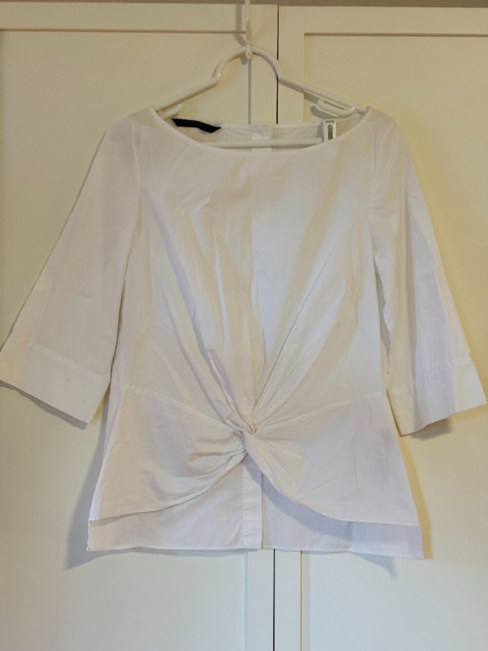 ZARA boat neck top with knotted front 100% cotton (size S)